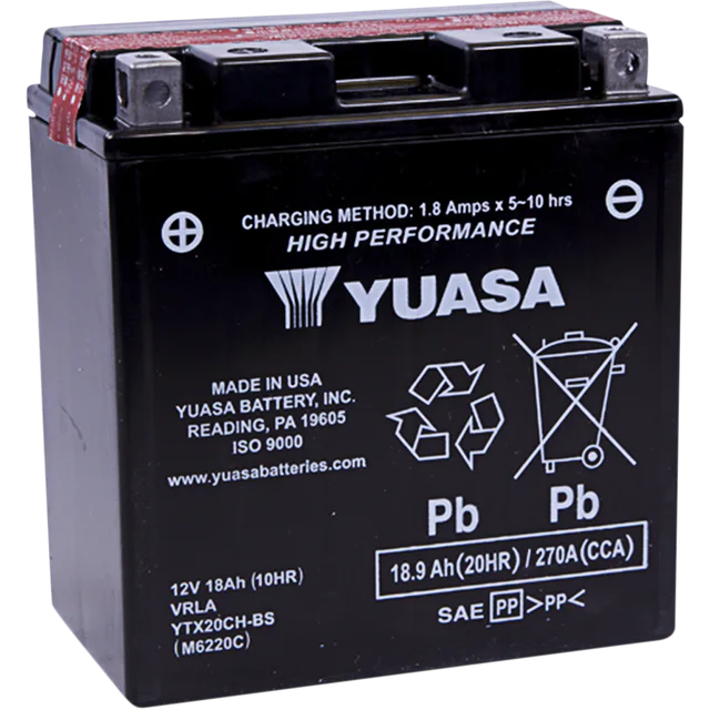 Yuasa high-performance AGM motorcycle battery